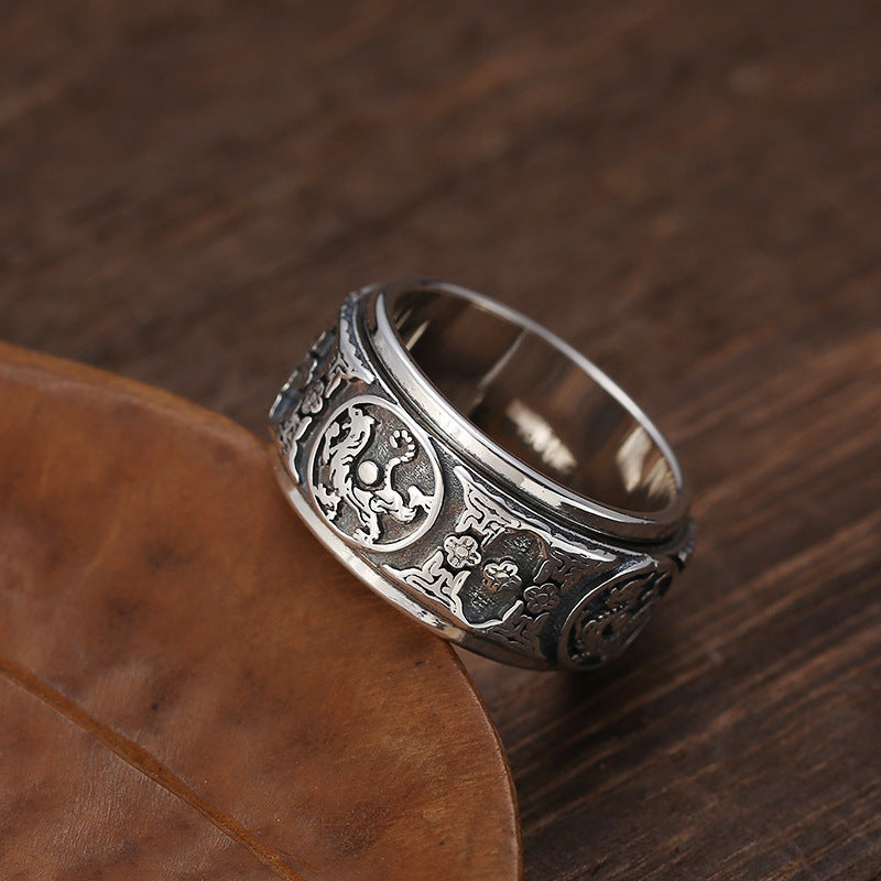 Sterling Silver Rotatable Ring For Men