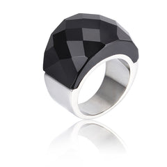 Titanium Steel Crystal Glass Ring For Men And Women