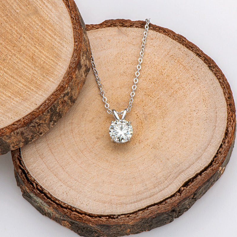 925 Silver Moissanite Necklace Clavicle Chain Ladies