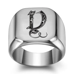 26 English Initial Letter Titanium Steel Ring For Men