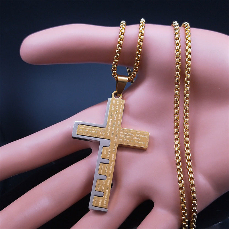 Stainless Steel Cross Shelf Necklace For Men