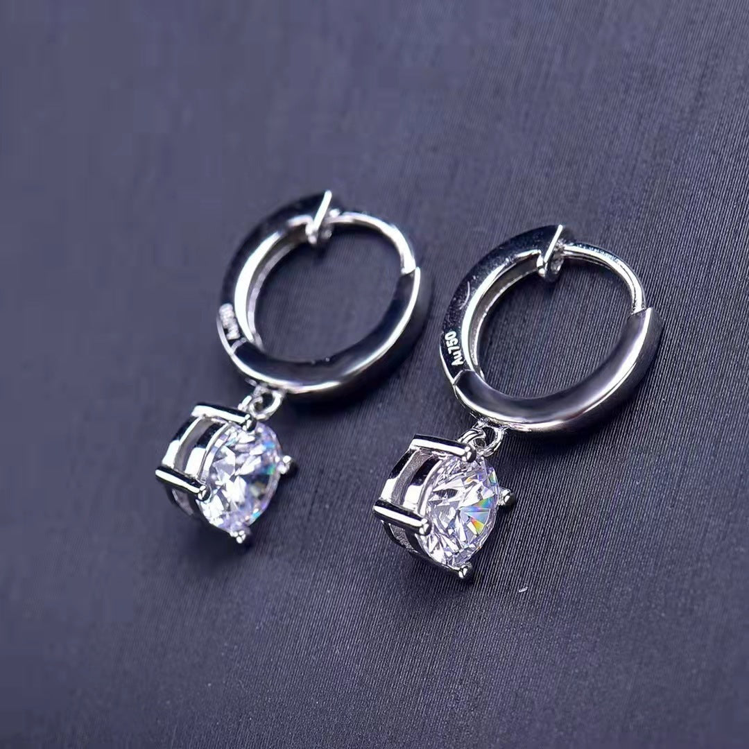 D Color Moissanite Female 925 Silver Plated Trendy Earrings