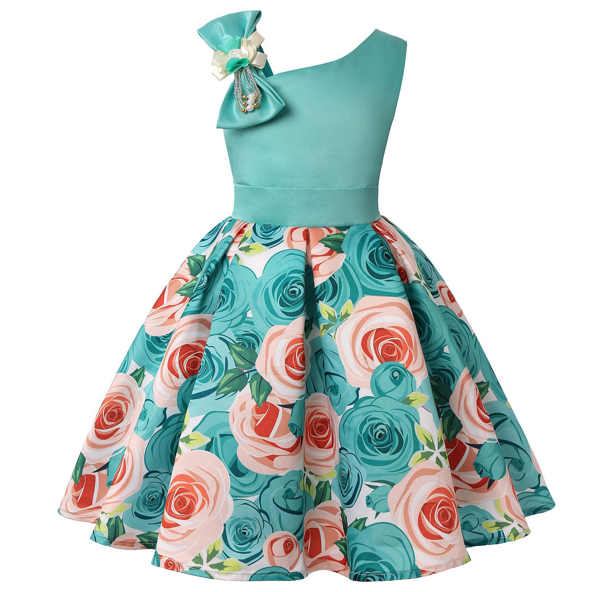 Girls' Dresses Girls' Princess Dresses Digital Print Children's Dresses