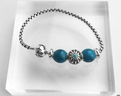 Bracelet Blue Beaded 925 Silver