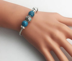 Bracelet Blue Beaded 925 Silver