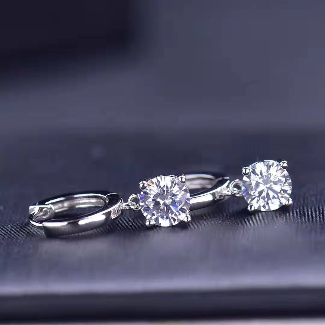 D Color Moissanite Female 925 Silver Plated Trendy Earrings