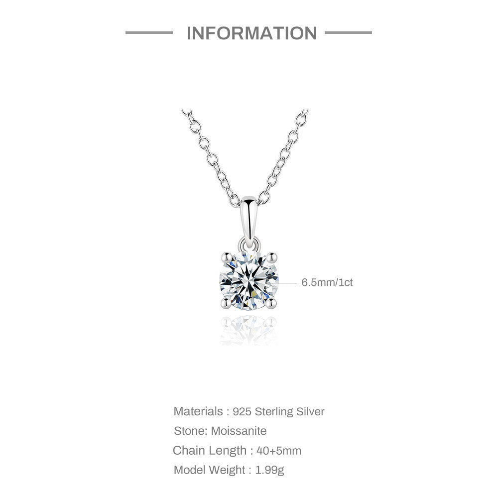 Women's Moissanite Four-claw Pendant Necklace