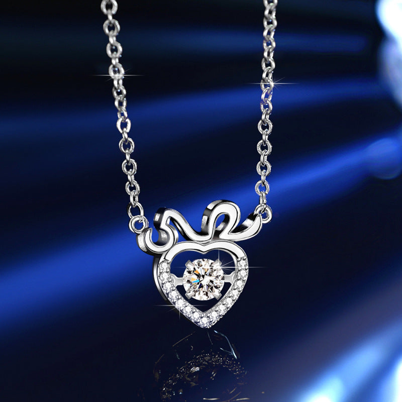 S925 Sterling Silver Pulsatile Heart Moissanite Necklace