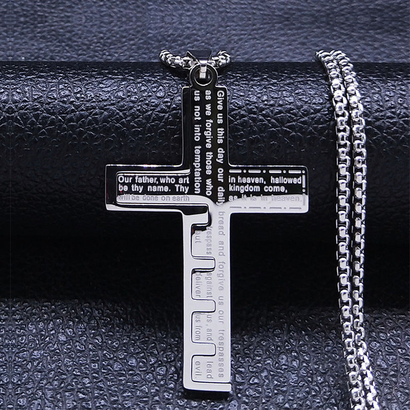 Stainless Steel Cross Shelf Necklace For Men