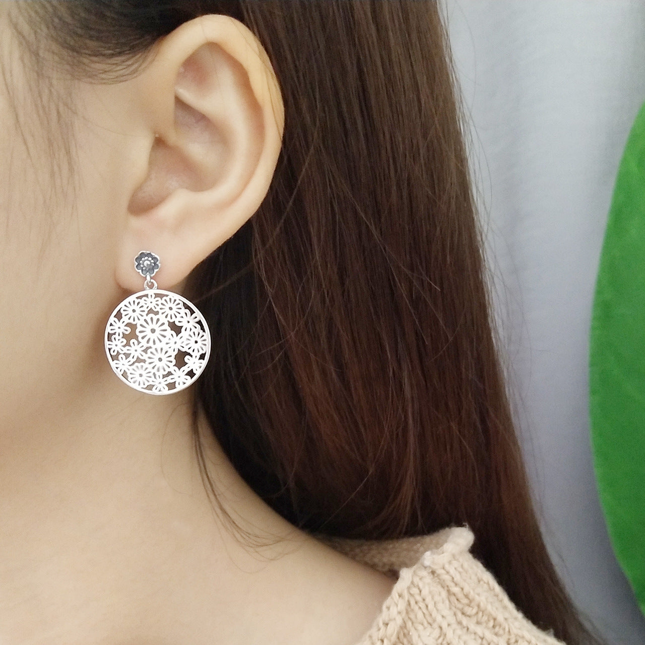 925 sterling silver flower earrings