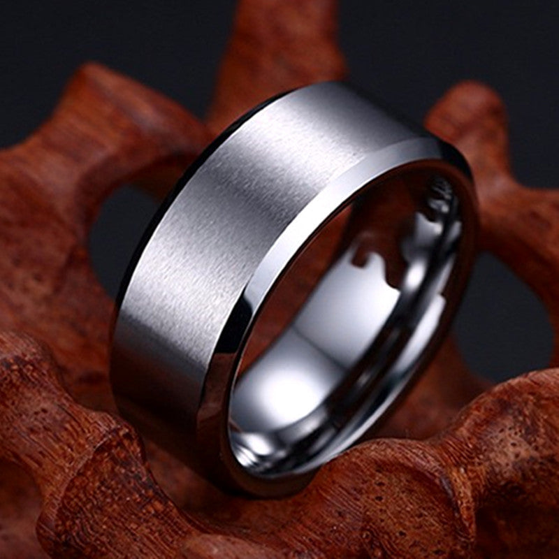 8mm Glossy And Simple Stainless Steel Ring For Men