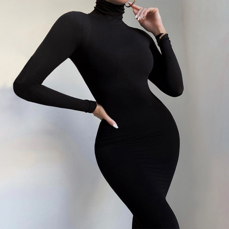 Autumn And Winter Solid Color Tight Long Sleeve Fleece-lined Yoga Jumpsuit