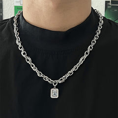 Double Layered Necklace With Diamond Inlay For Men