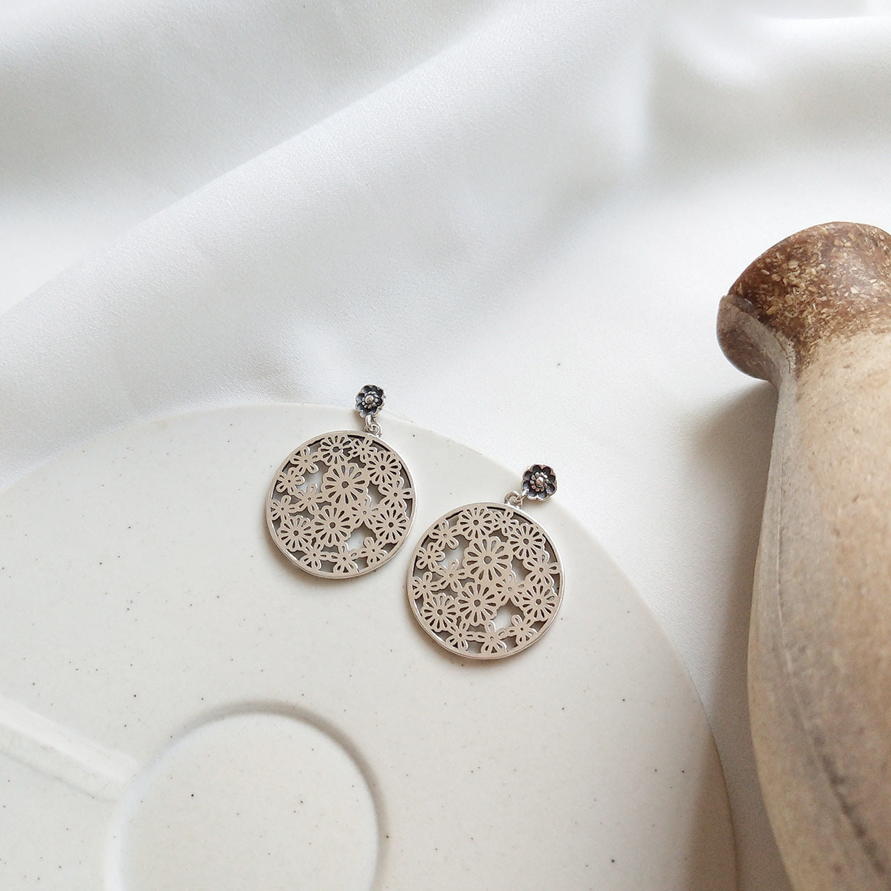 925 sterling silver flower earrings