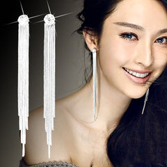 925 silver needle long earrings