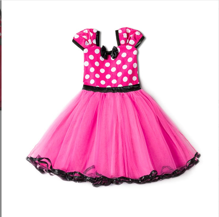 Sleeveless Vest Polka Dot Bow Princess Dress