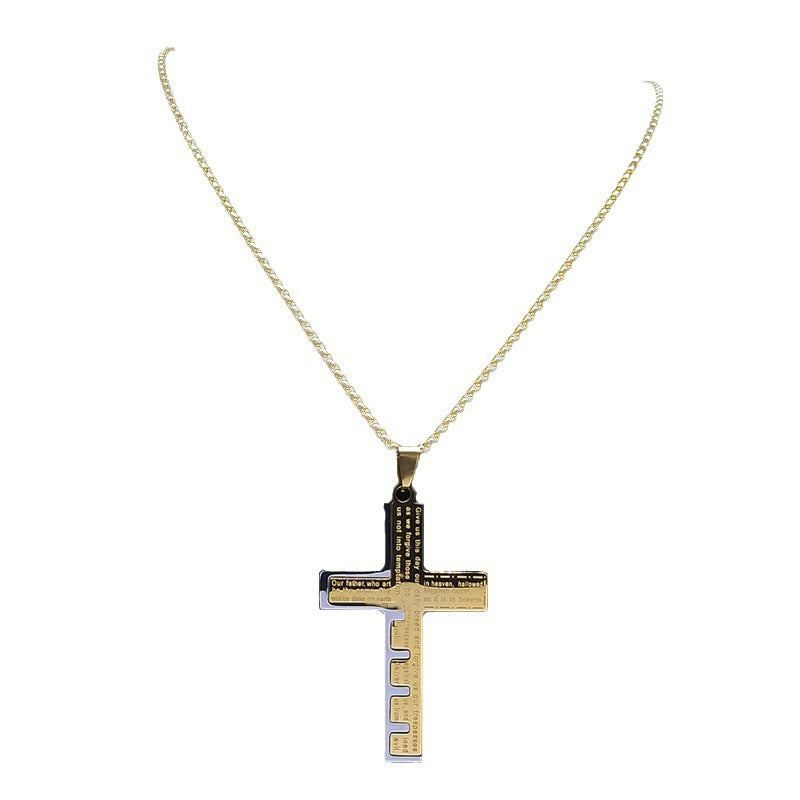 Stainless Steel Cross Shelf Necklace For Men