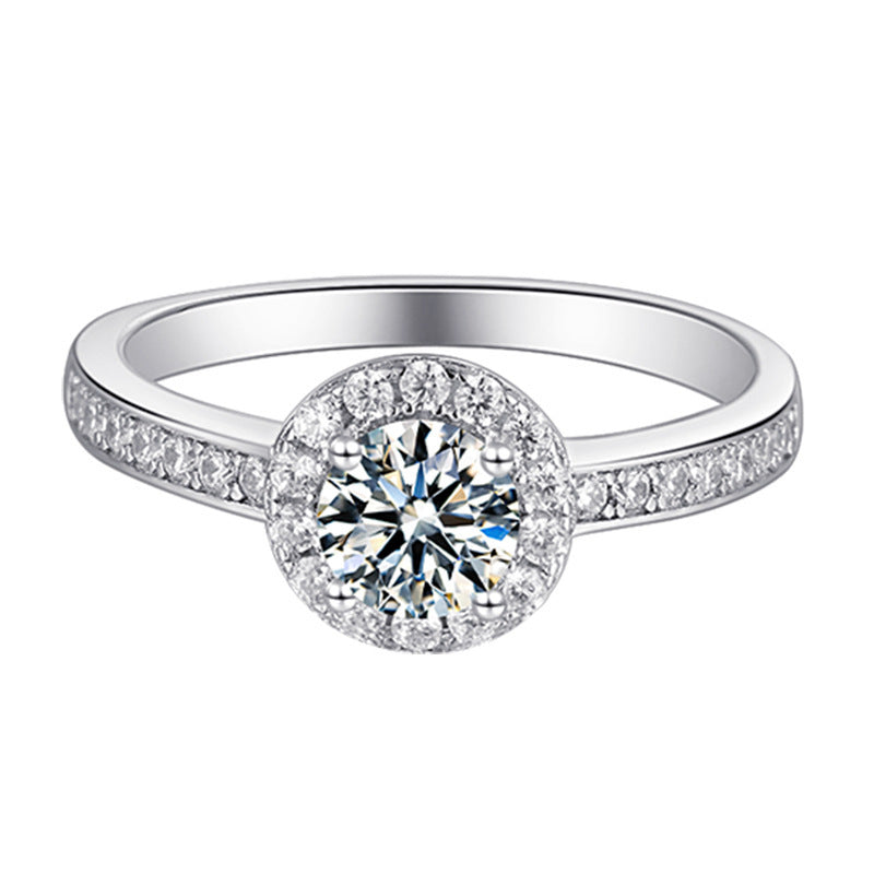 Round Bag 0.5 Carat 925 Sterling Silver Moissanite Ring