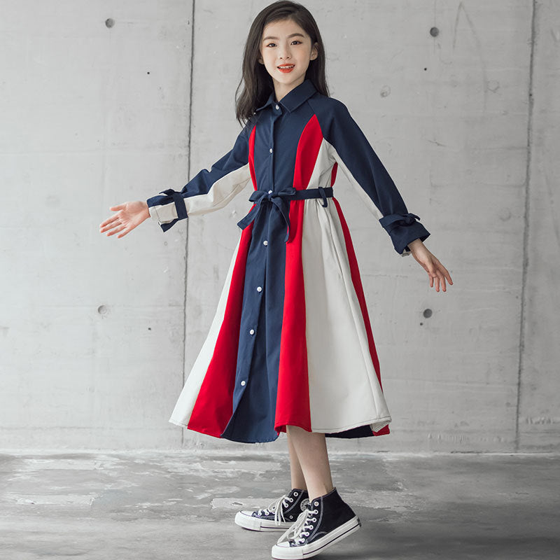 Korean Version Of The Big Kids Girls Multi-color Stitching Fashion A-line Skirt