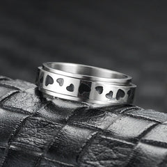 Heart-shaped Rotatable Titanium Steel Ring For Men