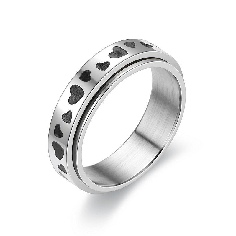 Heart-shaped Rotatable Titanium Steel Ring For Men