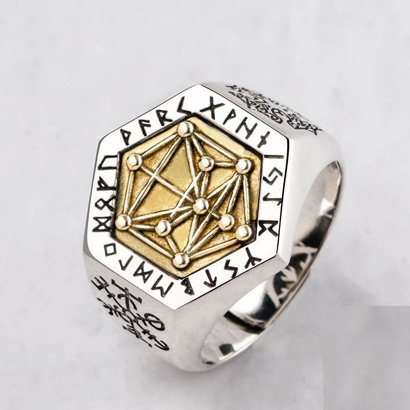 S925 Silver Nordic Viking Lucky Tree Ring For Men