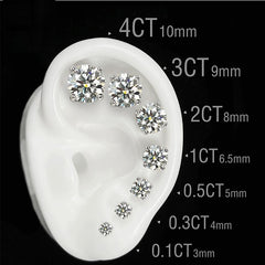 925 Silver Moissanite Stud Earrings Classic Four-claw D Color Single Stone Earrings