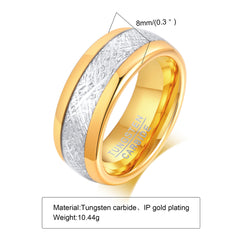 Tungsten Steel Embossed Ring Between Gold For Men 8mm