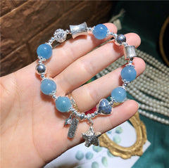 Aquamarine 925 Silver Star Bracelet