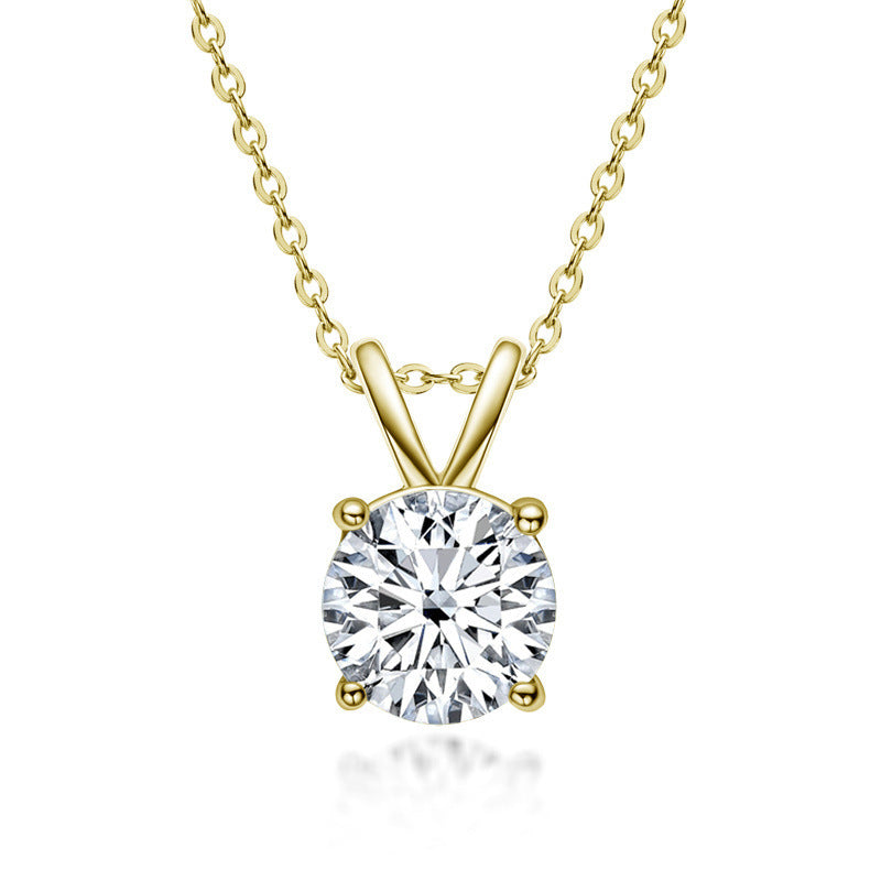 925 Silver Moissanite Necklace Clavicle Chain Ladies