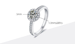 Round Bag 0.5 Carat 925 Sterling Silver Moissanite Ring