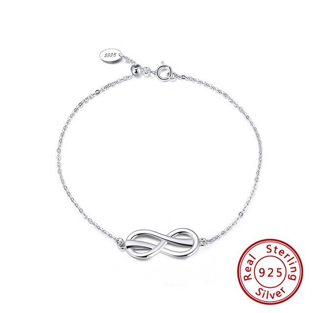 925 Silver Bracelet for Girl Infinity Chain Bracelet