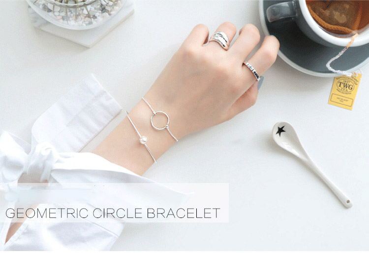 925 Sterling Silver Geometric Circle Bracelet