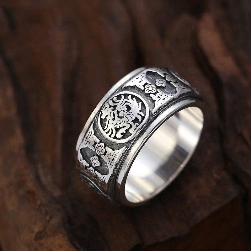 Sterling Silver Rotatable Ring For Men