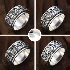 Sterling Silver Rotatable Ring For Men