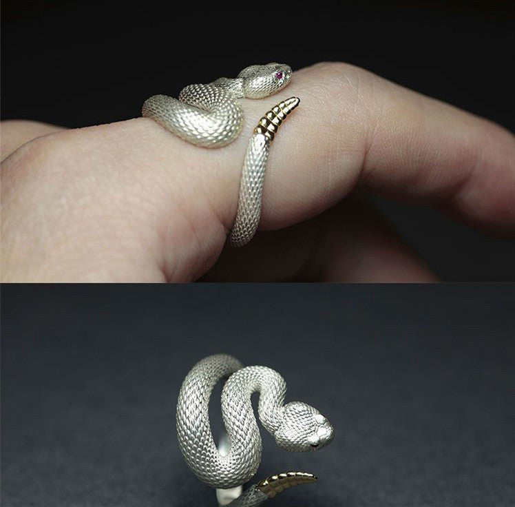 925 Sterling Silver Plated Rattlesnake Ring For Men And Women