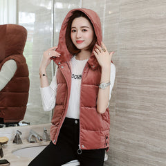 Slim-fit Winter Gold Velvet Cotton-padded Jacket Short Vest Warm Coat For Women