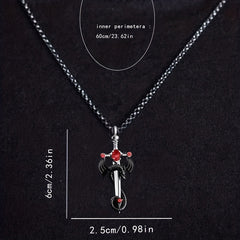 Fashion Jewelry Retro Gem Dragon Sword Stainless Steel Chain Necklace