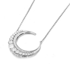 Sterling Silver Moissanite Crescent Necklace Ins Moissanite Moon Clavicle Chain