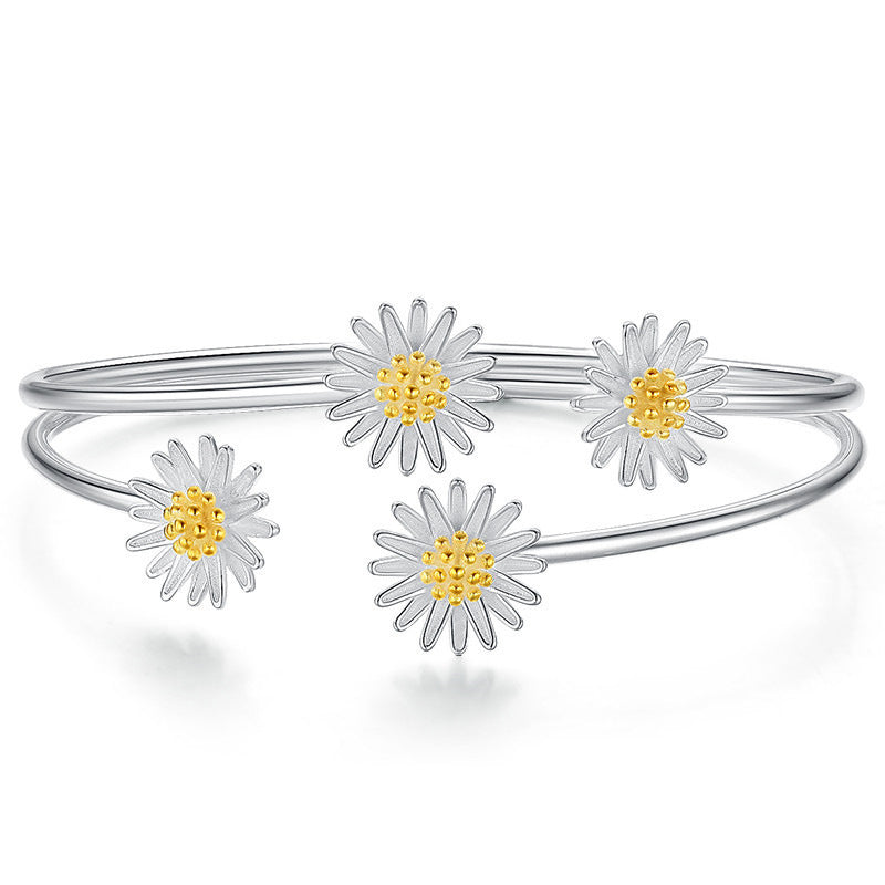 Personalized 925 Silver Plated Chrysanthemum Bracelet Bracelet