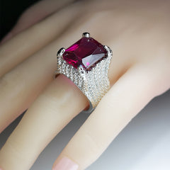 Square Ruby Ring For Men And Women