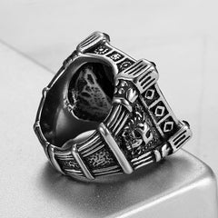 New Square Black Diamond Skull Ring For Men