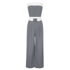 Contrast Color Vest Wide-leg Suit Pants Fashion Casual Two-piece Suit