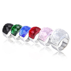 Titanium Steel Crystal Glass Ring For Men And Women