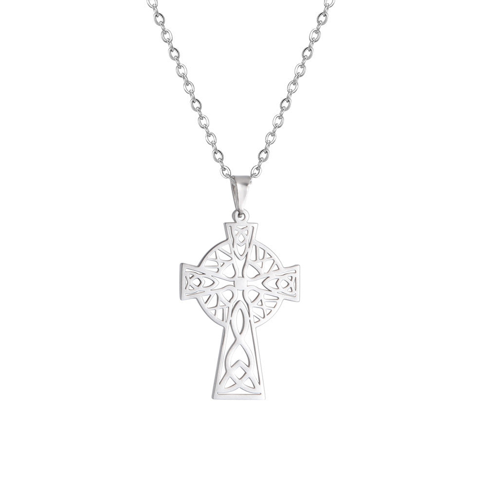 Middle Ring Cross Pendant Necklace For Men