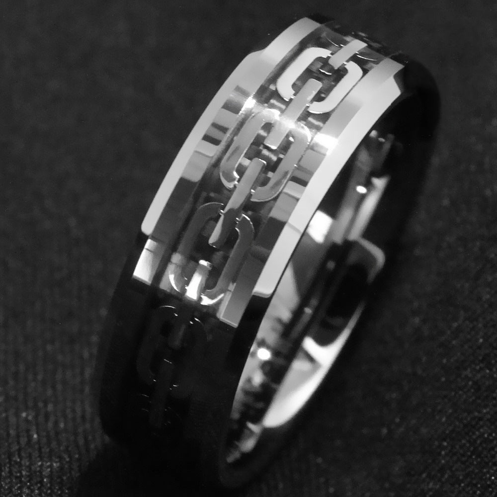 Geometric Cutout Chain Ring For Men