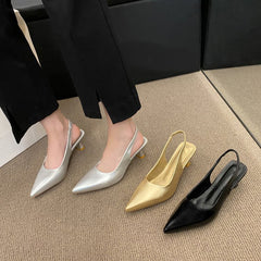 Women's Pointed Toe Mid Heel Elastic Sleeve High Heels