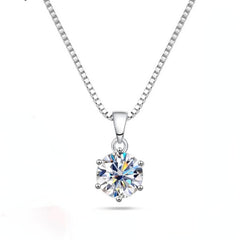 925 Silver Inlaid Round Moissanite Necklace