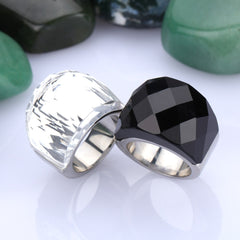 Titanium Steel Crystal Glass Ring For Men And Women