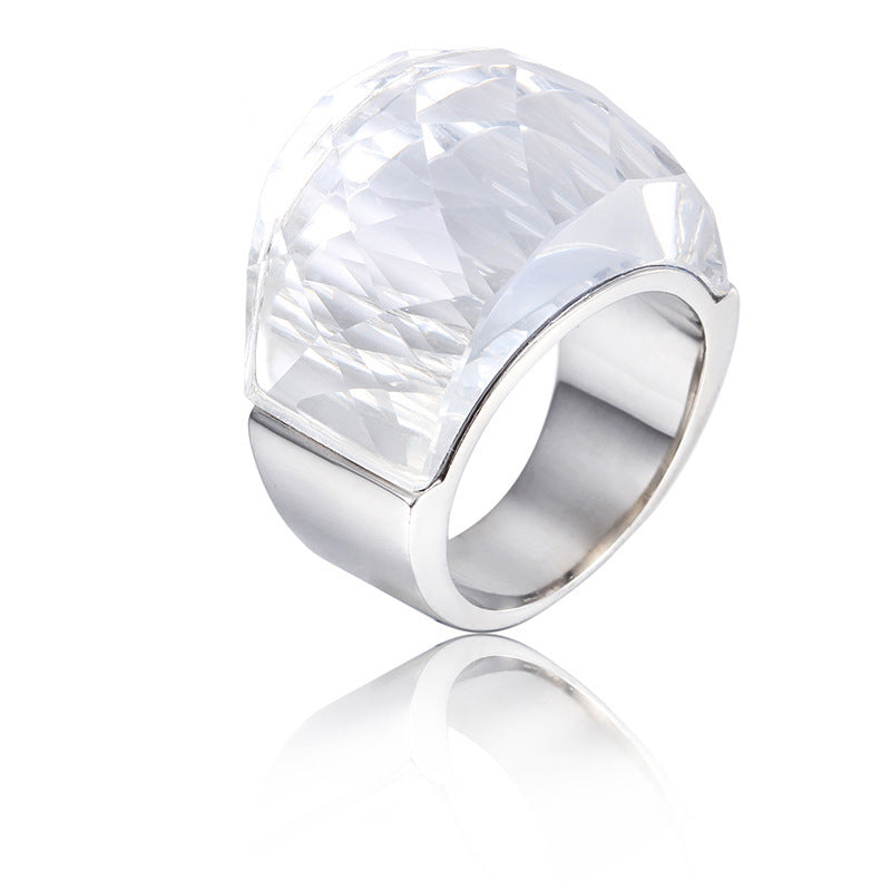 Titanium Steel Crystal Glass Ring For Men And Women